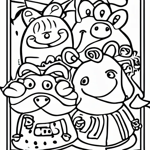 Prompt: pepapig colouring page