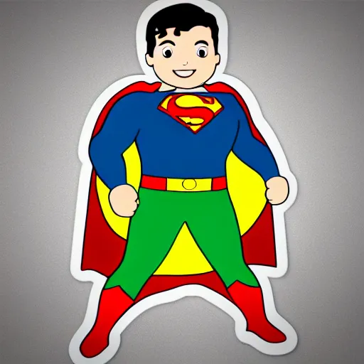 Prompt: superman as a very young boy smiling on the cartoon wild - kratts, sticker - art, svg vector, adobe - illustrator