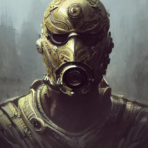 Image similar to Very very very very highly detailed epic photo of face with venetian mask, intricate, dystopian, sci-fi, extremely detailed, digital painting, artstation, concept art, smooth, sharp focus, illustration, intimidating lighting, incredible art by Greg Rutkowski and Jakub Rozalski and Artgerm and Anton Pieck