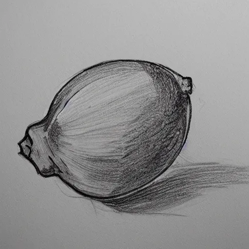 Image similar to professional liner sketch of a lemon