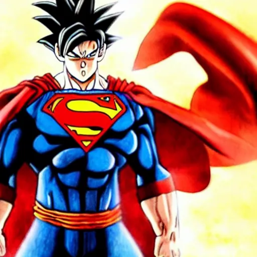 Image similar to realistic goku from dragon ball as henry cavill superman