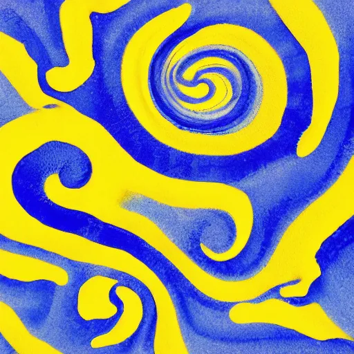 Prompt: bright yellow and slate blue swirling together