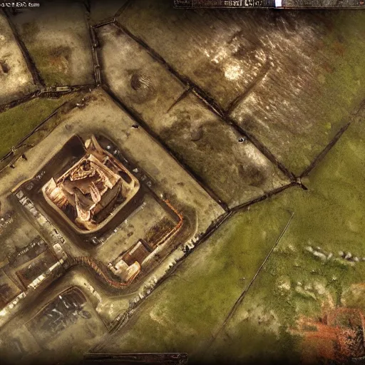 Image similar to screenshot of a beautiful rts game silent hill, overhead view, wow, i can't believe how detailed it is