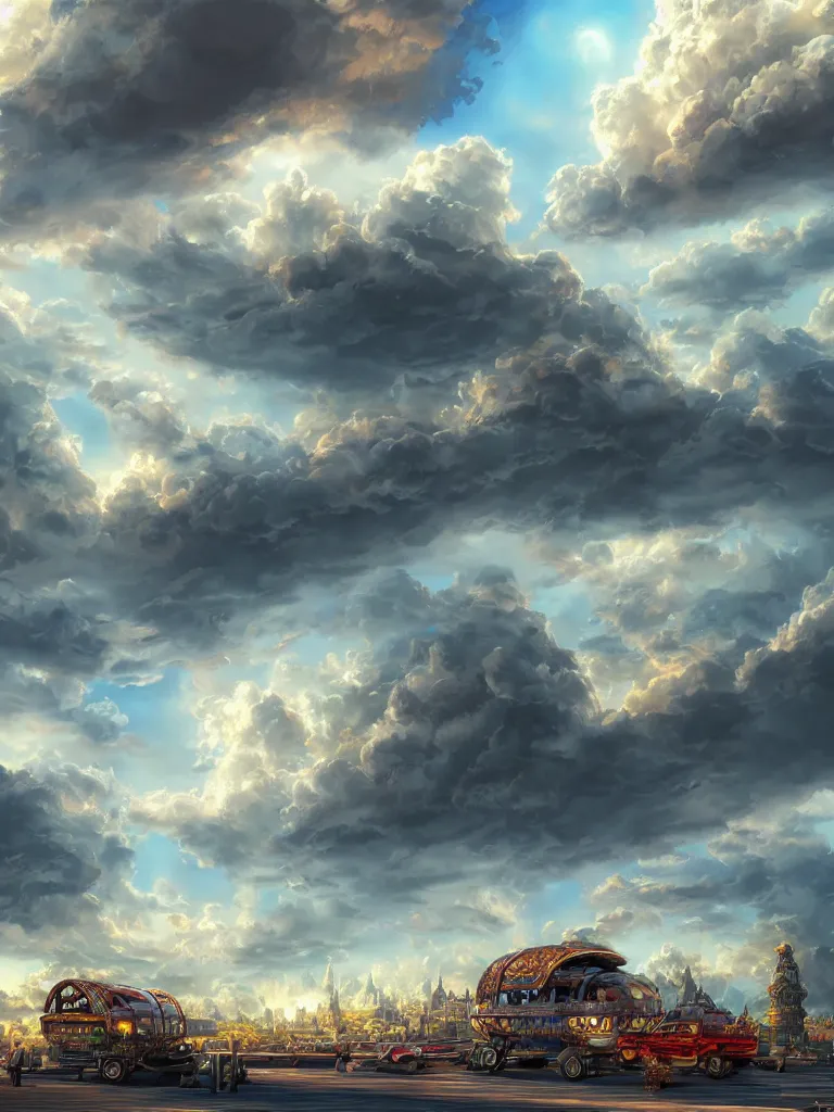 Image similar to I get to the airport. wide view ,nice clouds, godray, fantasy, intricate, richly detailed colored 3D illustration with background completely , Artgerm highly detailed, digital painting, trending on artstation, sharp focus, , illustration,