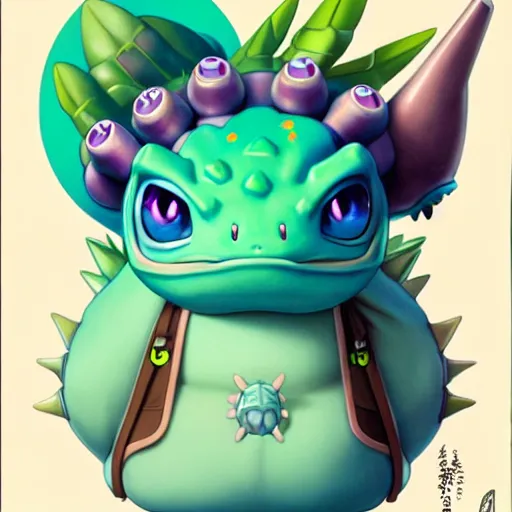 Prompt: lofi BioPunk Pokemon Bulbasaur portrait Pixar style by Tristan Eaton_Stanley Artgerm and Tom Bagshaw