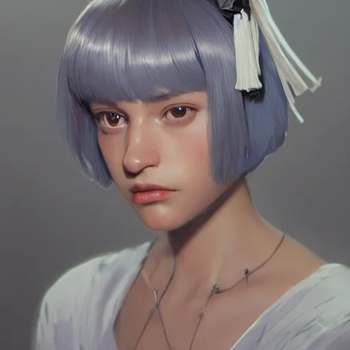 Image similar to a highly detailed epic cinematic concept art CG render digital painting artwork: sophisticated posh spoiled teenage British aristocratic victorian Rei Ayanami played by Alicia Vikander. By Greg Rutkowski, Ilya Kuvshinov, WLOP, Stanley Artgerm Lau, Ruan Jia and Fenghua Zhong, trending on ArtStation, subtle muted cinematic colors, made in Maya, Blender and Photoshop, octane render, excellent composition, cinematic atmosphere, dynamic dramatic cinematic lighting, precise correct anatomy, aesthetic, very inspirational, arthouse