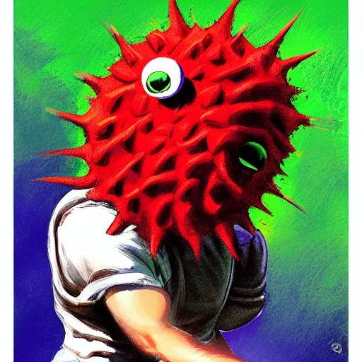 Image similar to a tennis ball monster, digital art, fantasy, magic, trending on artstation, ultra detailed, professional illustration by Basil Gogos