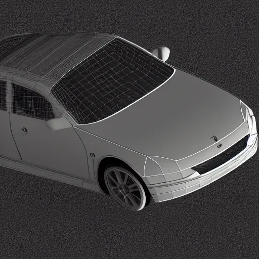 Prompt: detailed 3D mesh of a car in blender model space