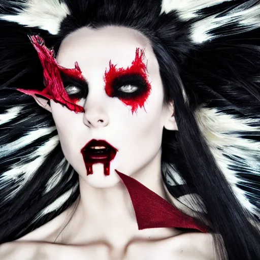 Image similar to vampire fashion show, eccentric looks, dramatic high resolution photograph