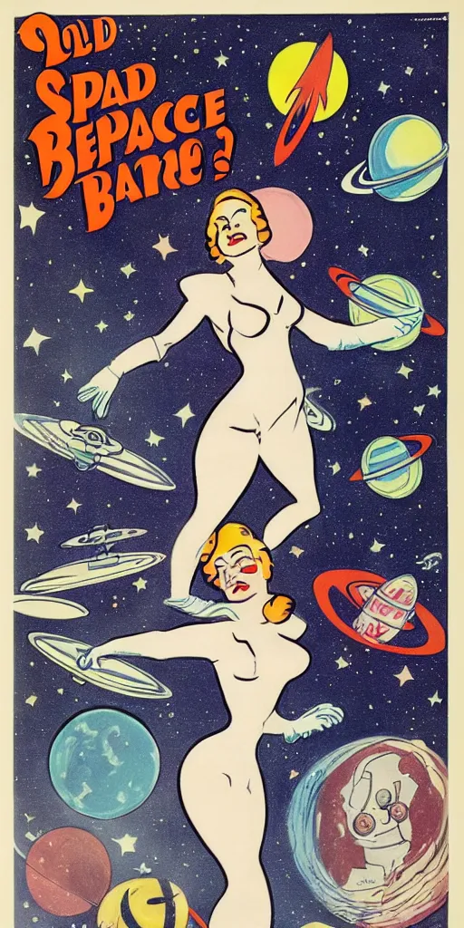 Image similar to old 1930s cartoon, space babe
