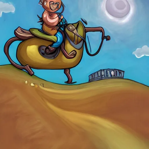 Prompt: a snail rider