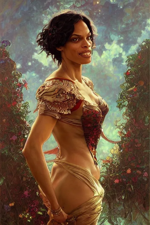 Image similar to Rosario Dawson portrait, fantasy, elegant, intricate, by Stanley Artgerm Lau, greg rutkowski, thomas kindkade, alphonse mucha, loish, norman Rockwell