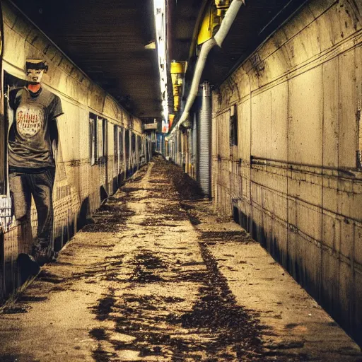 Prompt: A long dirty way in the subways of your mind