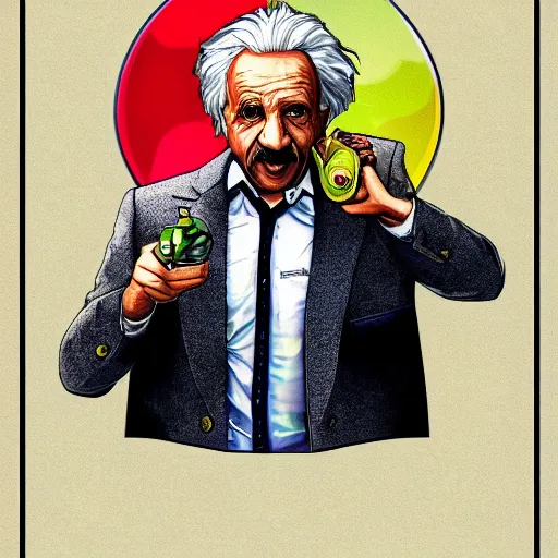 Image similar to illustration gta 5 artwork of albert einstein, in the style of gta 5 loading screen, by stephen bliss