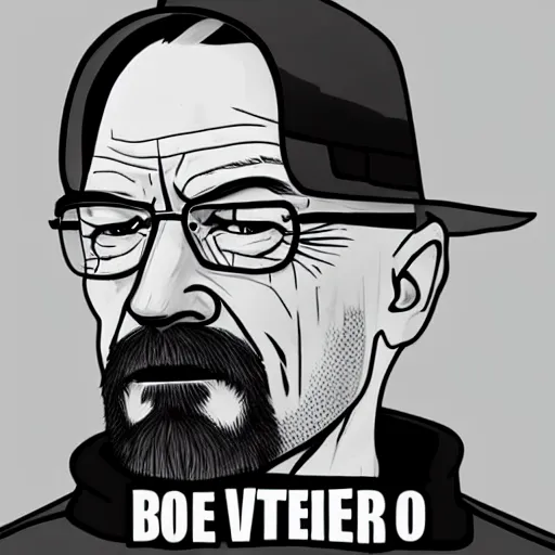 Prompt: walter white staring at another person, in the style of fortnite