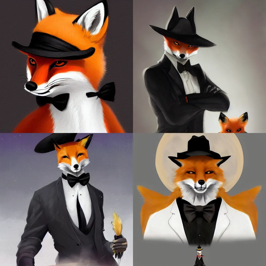 Prompt: A digital painting of a Fox with a mafia hat a Black Tie on a white Shirt and a black vest, by Stanley Artgerm Lau, frank frazetta, Rossdraws, James Jean, gerald brom, Andrei Riabovitchev, Marc Simonetti, and Sakimichan, trending on artstation, SFW version