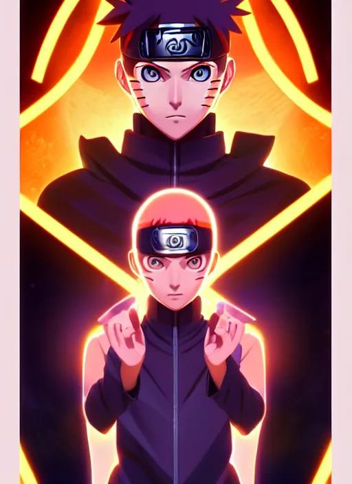 Image similar to symmetry!! naruto, naruto anime, glowing lights!! intricate, elegant, highly detailed, digital painting, artstation, concept art, smooth, sharp focus, illustration, art by artgerm and greg rutkowski and alphonse mucha