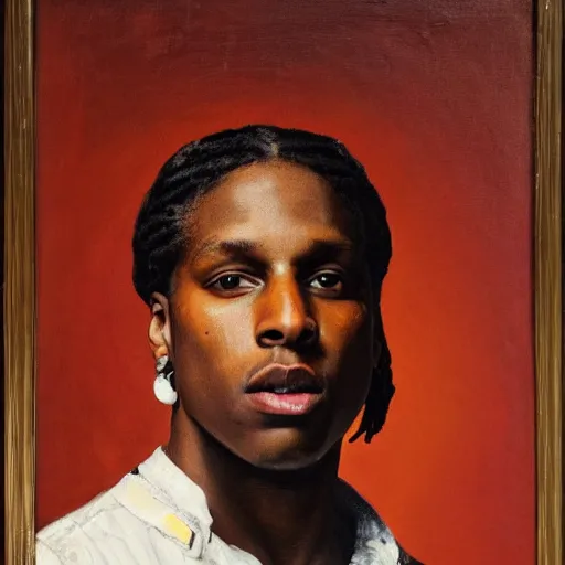 Image similar to asap rocky, oil on canvas, 1883