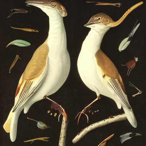 Prompt: field guide for identifying diffrent species of x, showing an example of a male and female of each spwcies, by john james audubon