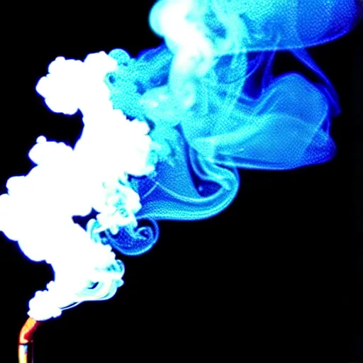 Prompt: magic smoke leaving a broken computer, photograph with digital effects, film