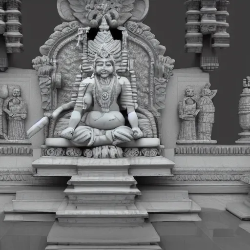 Image similar to 3d render, Statue Indian Gods, Unreal engine, white background, Isometric 8k