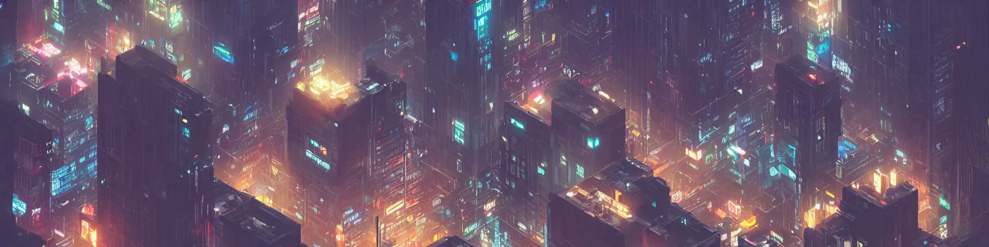 Image similar to an isometric cyberpunk city block, bright lights, by greg rutkowski and games gurney, trending on artstation