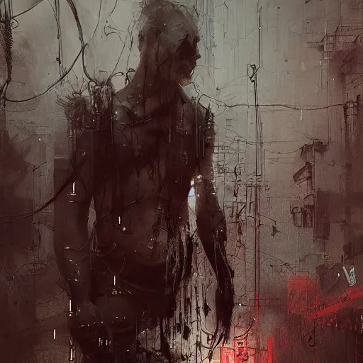 Image similar to screaming cyberpunk, wires, machines by emil melmoth zdzislaw belsinki craig mullins yoji shinkawa realistic render ominous detailed photo atmospheric by jeremy mann francis bacon and agnes cecile ink drips paint smears digital glitches glitchart