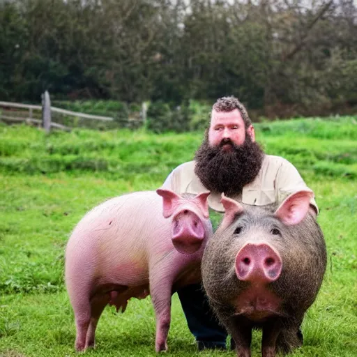 Image similar to a large bearded pig farmer