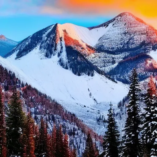 Image similar to beautiful mountains, sunset, snowy