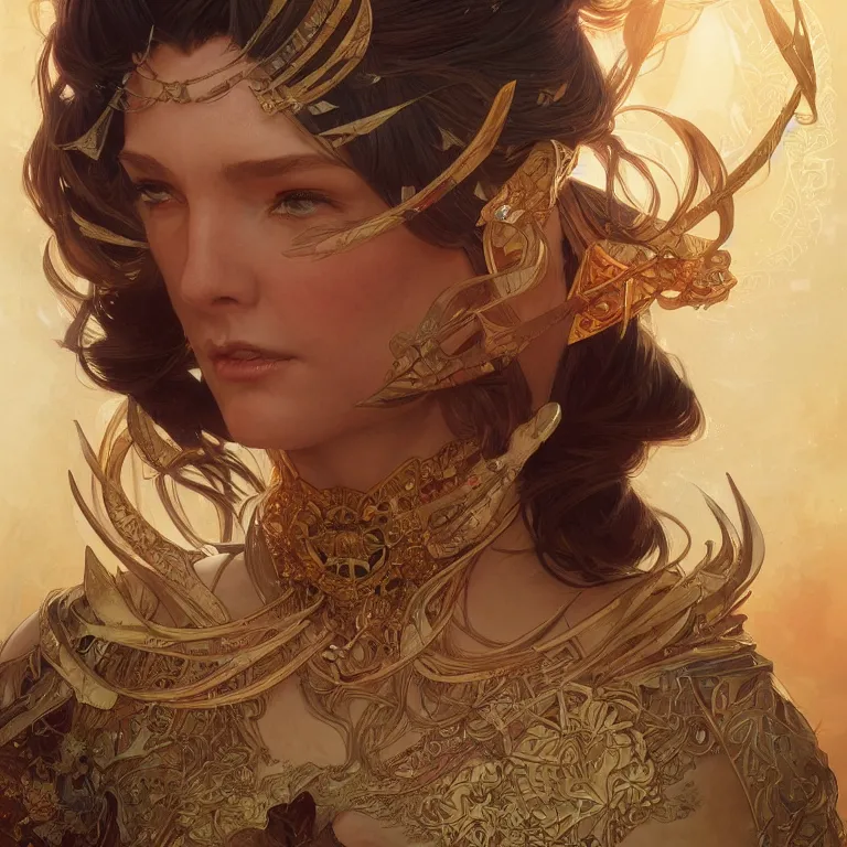 Image similar to portrait of a queen, D&D, fantasy, highly detailed, digital painting, artstation, smooth, sharp focus, illustration, art by artgerm and greg rutkowski and alphonse mucha