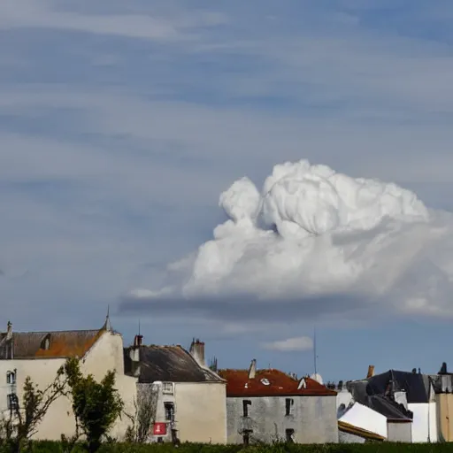 Prompt: un essaim de godes qui volent au milieu des nuages