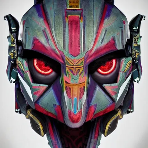 Prompt: a female transformer with tribal paint, glowing eyes, very symmetrical face, highly detailed, by vitaly bulgarov, by steven zavala, by matt tkocz, by shane baxley, mecha, robotic, transformers cinematic universe, pinterest, deviantart artstation _ h 7 5 0