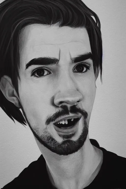 Image similar to Sean McLoughlin, Jacksepticeye, Irish Youtuber, solo portrait, gigachad, grayscale 🎨🖌️