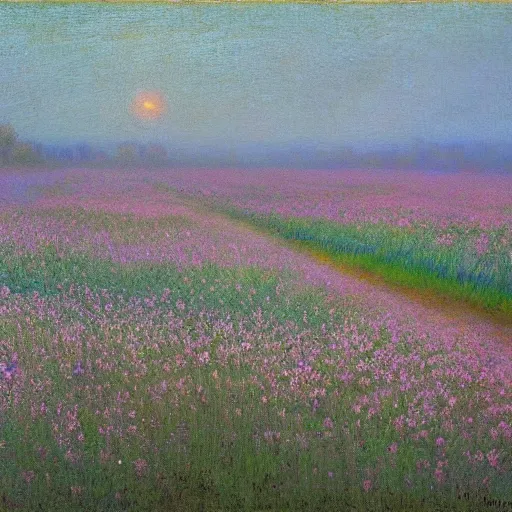 Image similar to morning, flowers field, sunrise by Birge Harrison