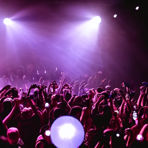 Prompt: limp bizkit plays a sold out show in an underground art deco train hall, laser lights, pyrotechnics, fog machine