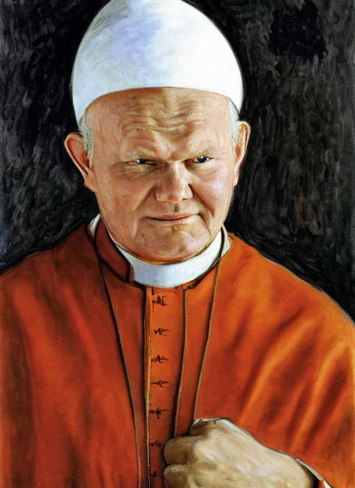 Prompt: portrait of john paul ii wearing piccolo's white turban from dragon ball z by claude monet