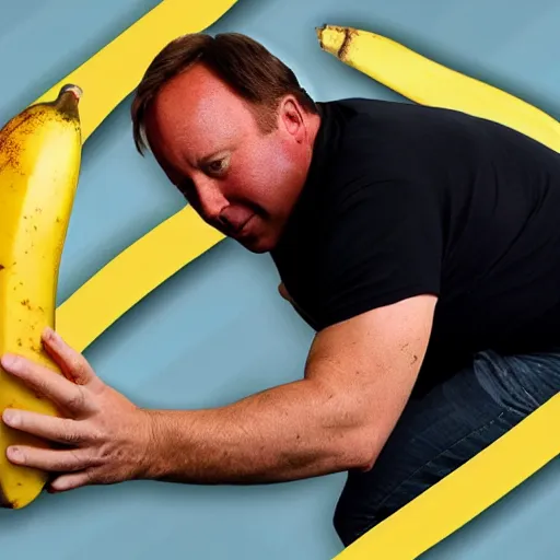 Image similar to Photograph of Alex Jones slipping on a banana peel