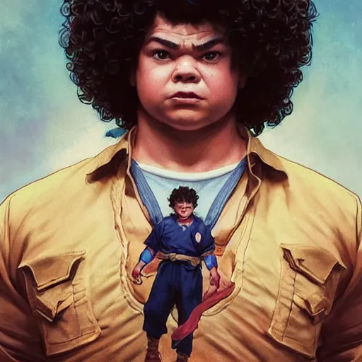 Image similar to gaten matarazzo as e. honda from street fighter, ultra realistic, concept art, intricate details, eerie, highly detailed, photorealistic, octane render, 8 k, unreal engine. art by artgerm and greg rutkowski and magali villeneuve and alphonse mucha