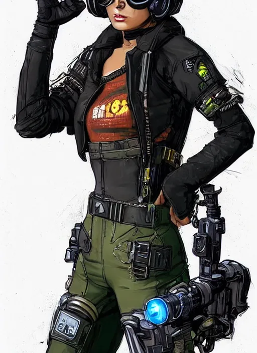 Image similar to Beautiful Sophia. gorgeous female cyberpunk mercenary wearing a cyberpunk headset, military vest, and jumpsuit. Gorgeous face. Concept art by Sherree Valintine Daines, James Gurney, and Laurie Greasley. Industrial setting. ArtstationHQ. Creative character design for cyberpunk 2077.