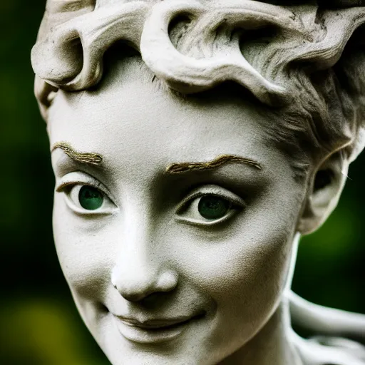 Prompt: Audrey Hepburn, marmor statue by Michelangelo, veil, Sigma 85 mm f/1.4