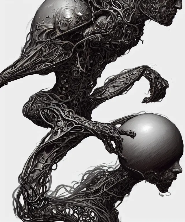 Image similar to hziulquoigmnzhah, head dangling underneath body!!!!, spherical body, elongated arms, short legs, fantasy, intricate, elegant, highly detailed, digital painting, artstation, concept art, matte, sharp focus, illustration, art by keith thompson and christopher lane