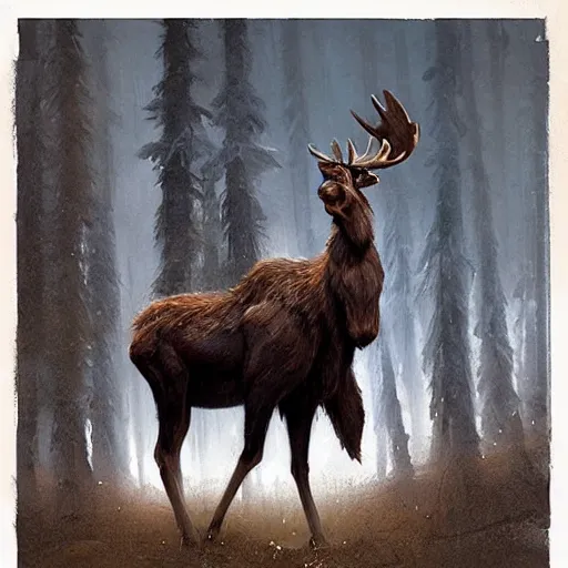 Image similar to anthropomorphic moose by greg rutkowski