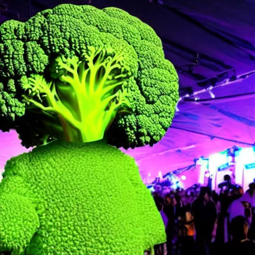 Image similar to a humanoid broccoli at a festival in the year 3 0 0 0