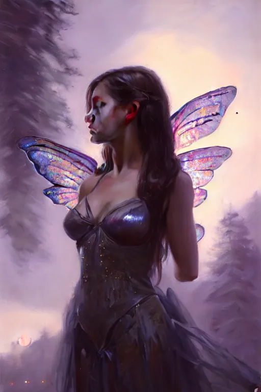 Image similar to cinematic shot of an epic portrait of a fairy dressed in military clothes, shiny skin, beautiful eyes, beautiful, small details, night setting, realistic poster with volumetric light from craig mallism, artgerm, jeremy lipkin and michael garmash, unreal engine, radiant light, detailed and complex environment, digital art, trends at art station, a masterpiece