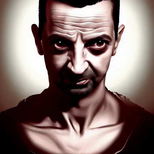 Prompt: head portrait of dave gahan as a young zombie with cuts on it's face illuminated by a spotlight, 7 days to die zombie, fine art, award winning, intricate, elegant, sharp focus, cinematic lighting, highly detailed, digital painting, 8 k concept art, art by guweiz and z. w. gu, masterpiece, trending on artstation, 8 k