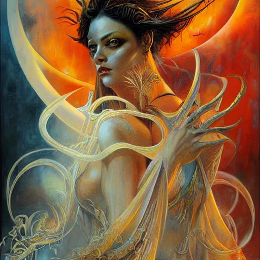 Image similar to satan, ethereal, painting by karol bak