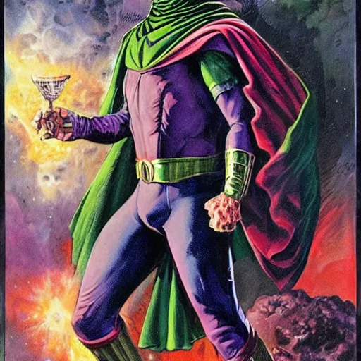 Image similar to Mysterio, artwork by Earl Norem,