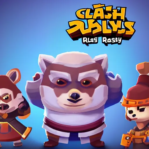 Image similar to 🦝, clash royal style characters