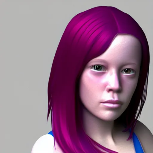 Image similar to suzanne from blender 3 d with colourful hair