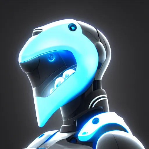 Image similar to cybernetic bottlenose dolphin headshot profile picture, robot design inspired by dolphins, commission on FurAffinity, unreal engine